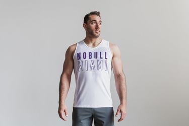 Nobull Miami Palm Men's Tank Tops Purple | Australia (KO7523)